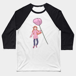 Girl Flying with Flower Baseball T-Shirt